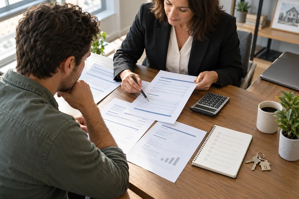 Buyer reconciling mortgage closing documents
