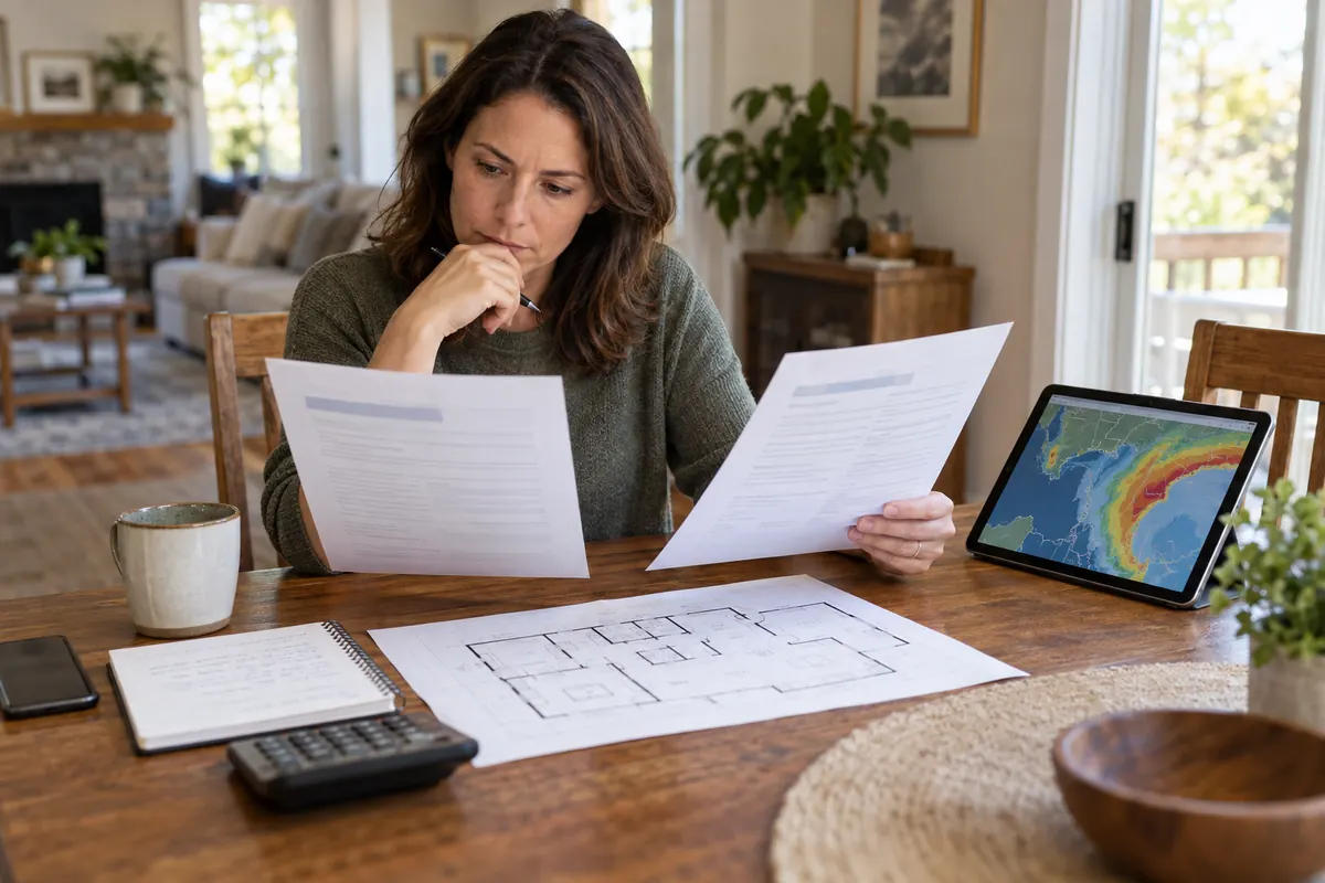 Homeowner comparing property insurance coverage