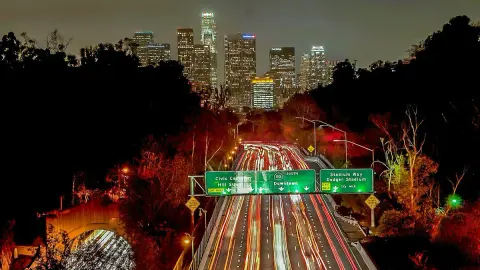 Los Angeles city view; the photo does not identify an approved ADU site